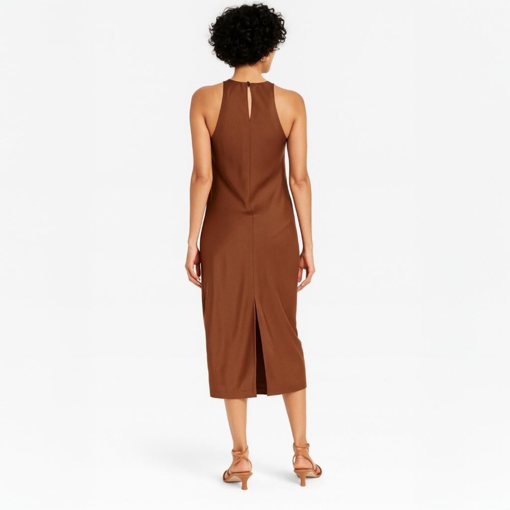 A284 • Satin High Neck Midi Dress - Picture 2 of 3